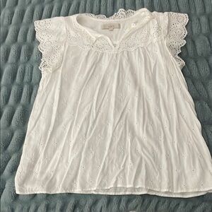LOFT White Eyelet Lace Top